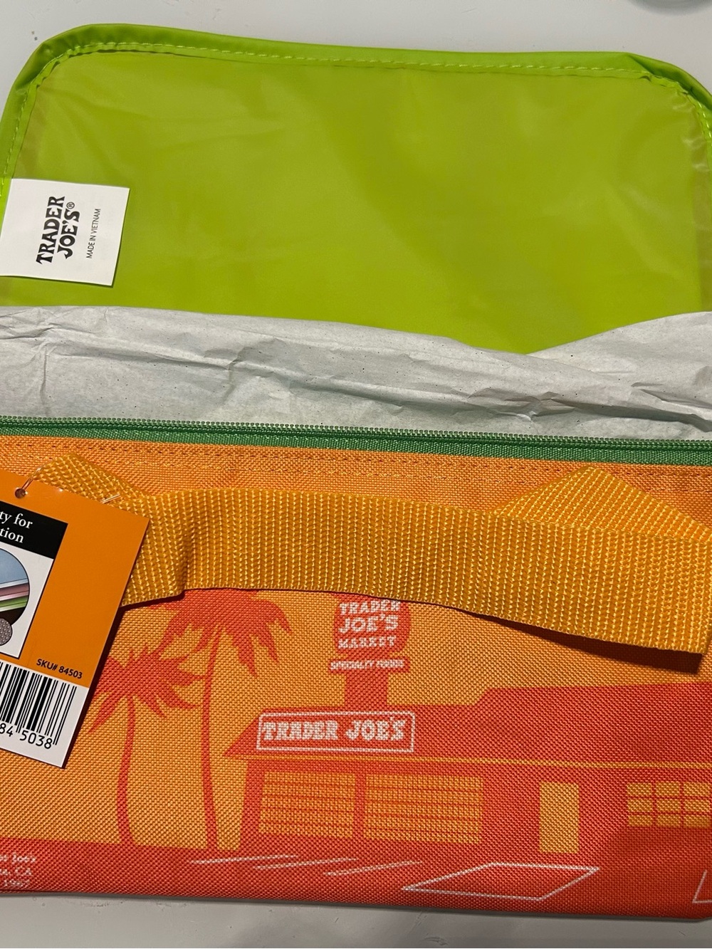 Trader Joe's Insulated Lunch Bag - Lime Green & Orange